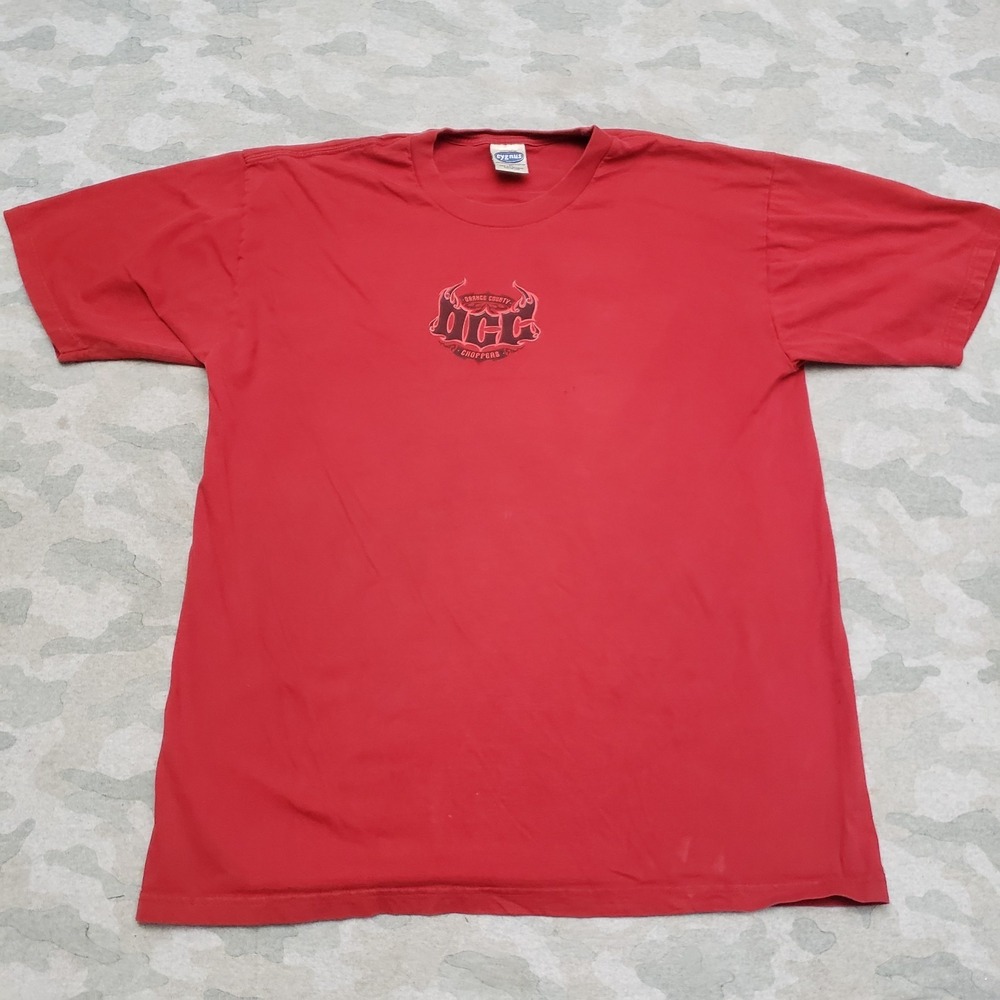 Vintage Orange County Choppers Shirt Mens XL Red Cygnus Short‎ Sleeve
